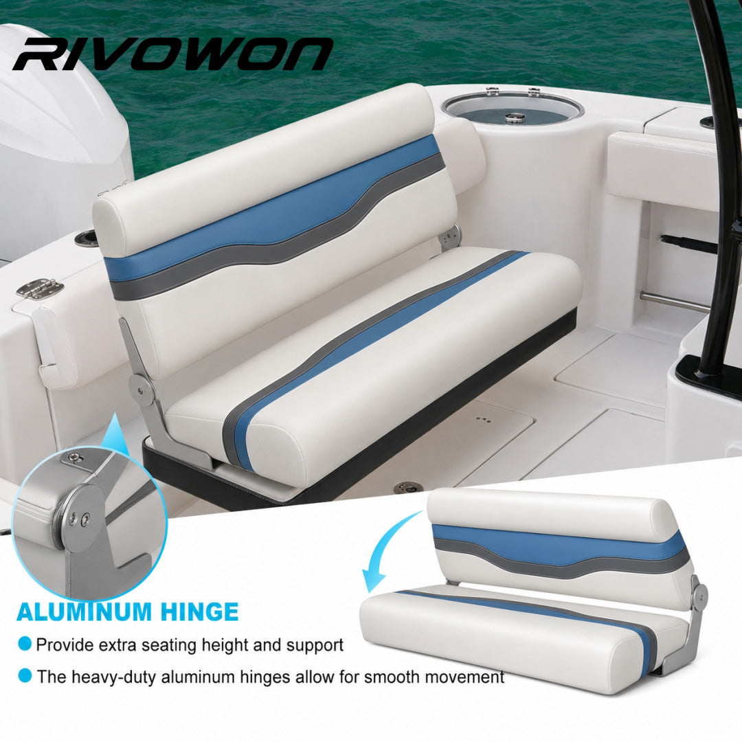 Marine Foldable Bench Boat Seat with Thick Foam Padding, 3 Colors