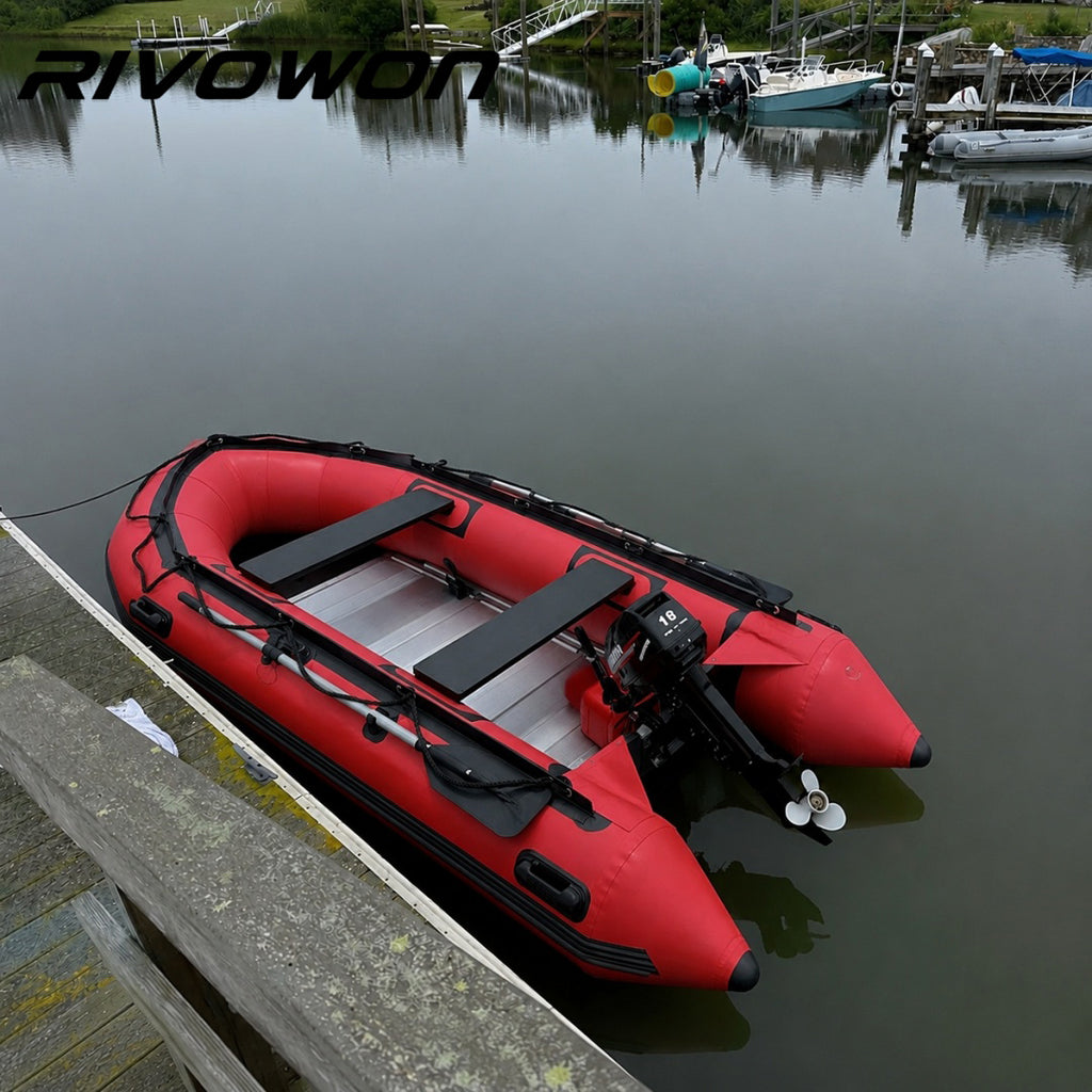 RIVOWON Red Heavy-Duty Inflatable Dinghy Boat