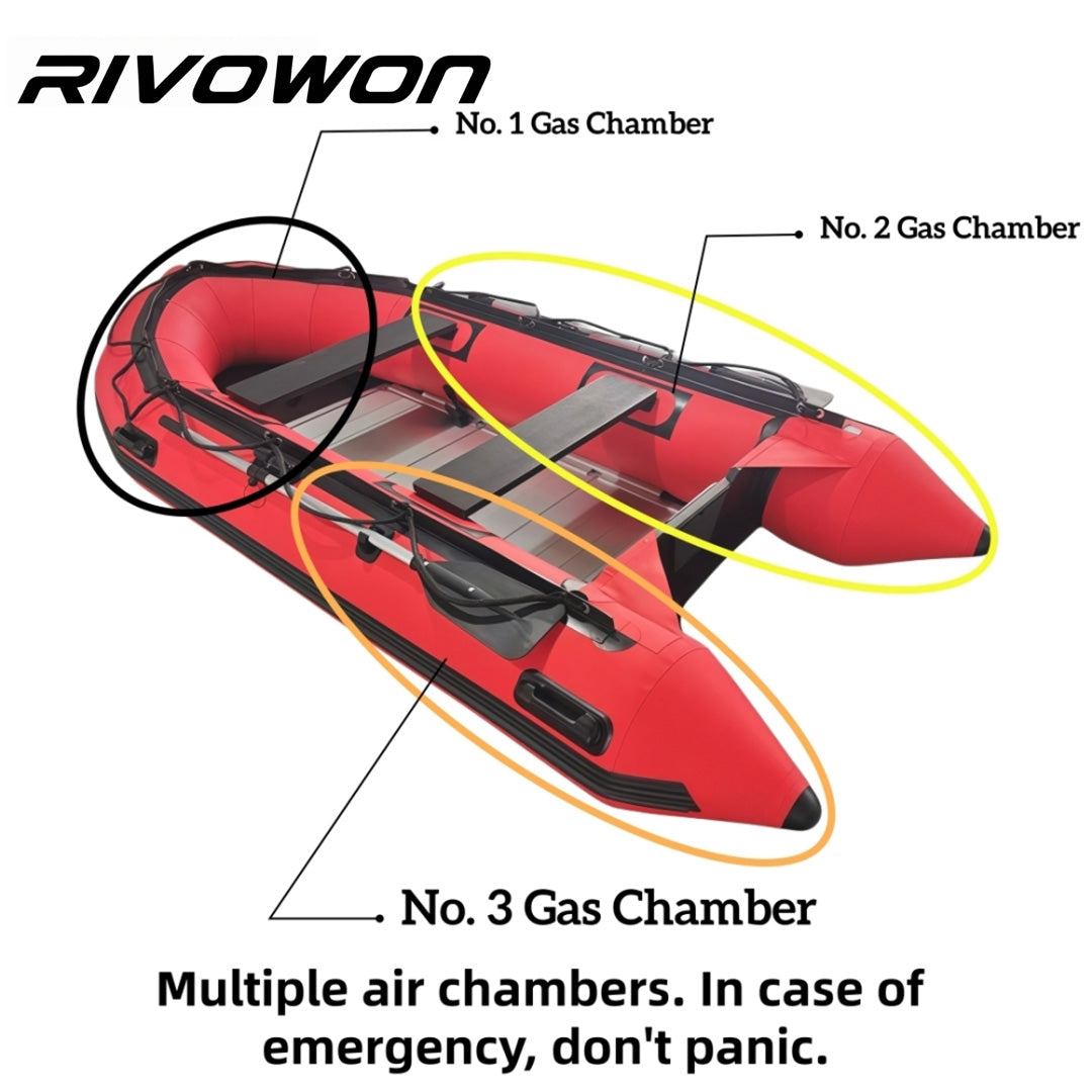 RIVOWON Red Heavy-Duty Inflatable Dinghy Boat