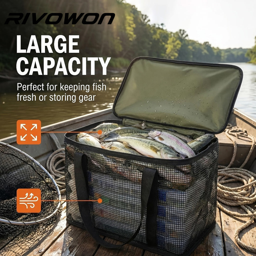 Military Green Foldable Mesh Fishing Catch Basket