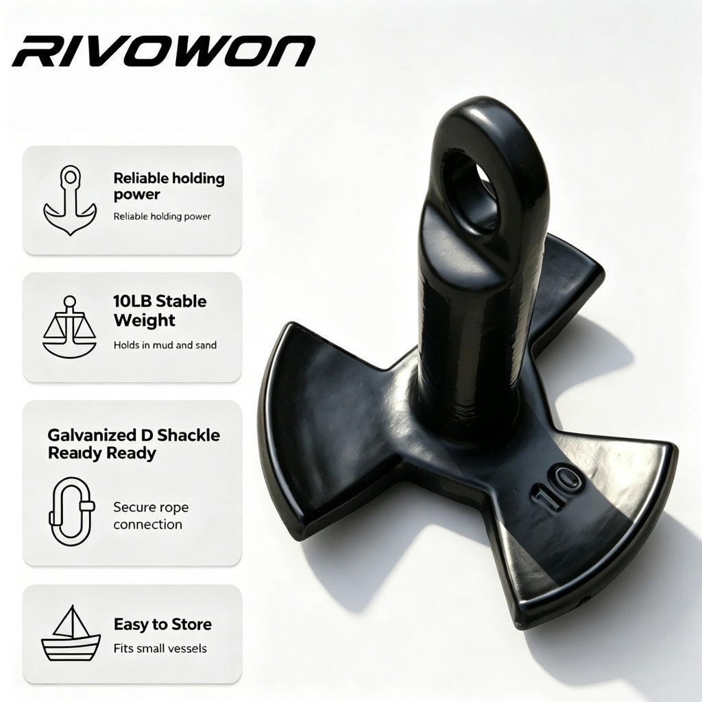 4.5KG/10LB Cast Iron Tri-Fluke Boat Anchor