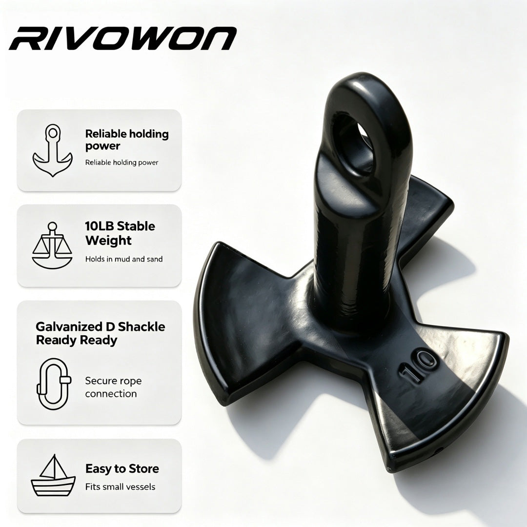 4.5KG/10LB Cast Iron Tri-Fluke Boat Anchor