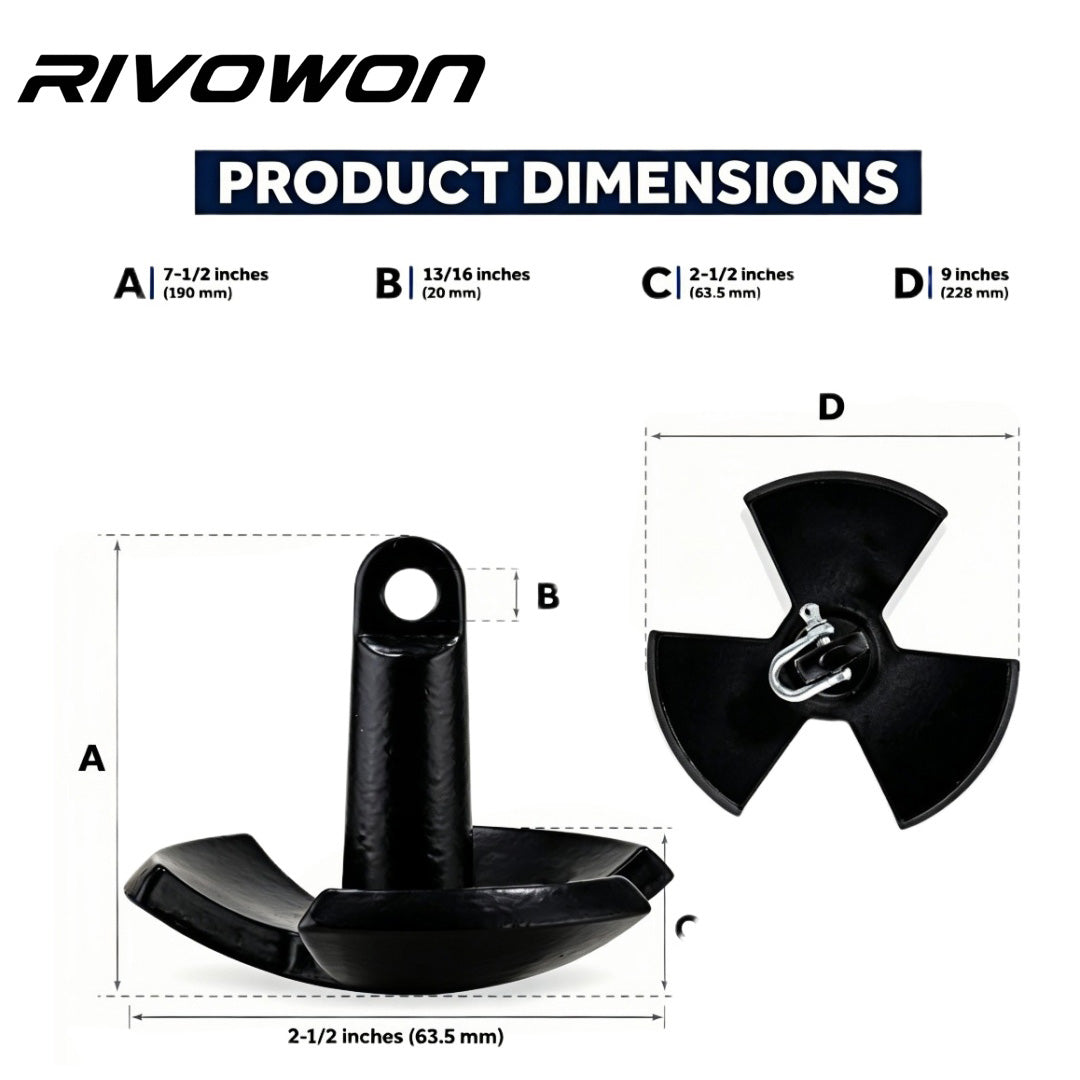 4.5KG/10LB Cast Iron Tri-Fluke Boat Anchor