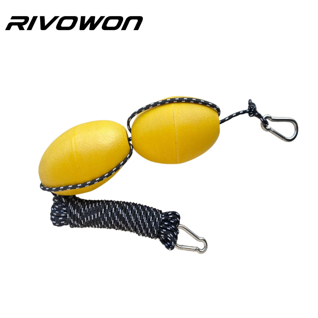 Marine Floating Mooring Rope with 2 EVA Buoys & Carabiners