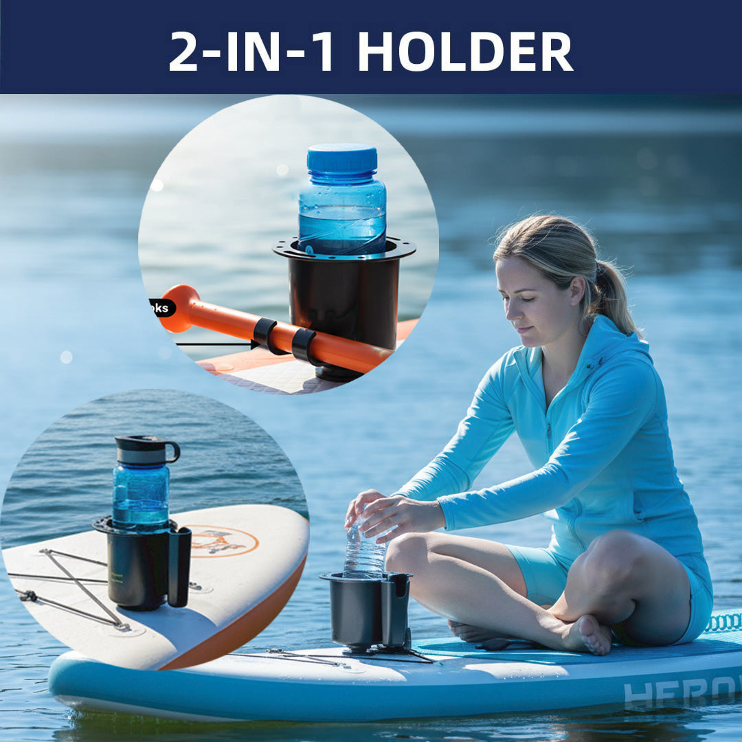 SUP Cup Holder with Paddle Hook & Phone Storage Slot