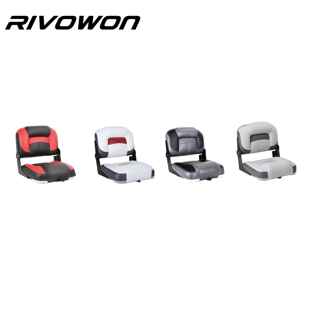 Low Back Foldable Marine Boat Seat with Thick Foam Padding, 4 Color Options