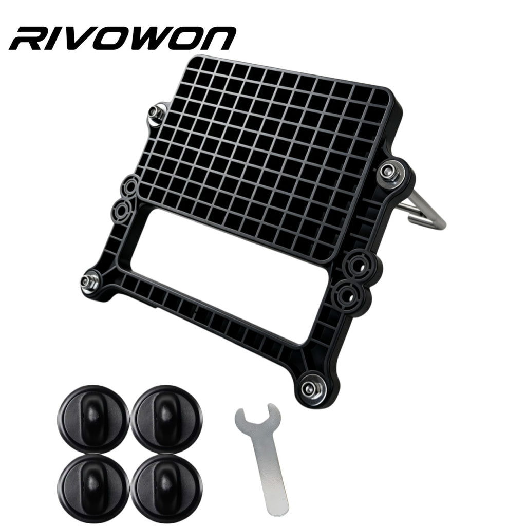 2 sets of black heavy-duty outboard engine brackets