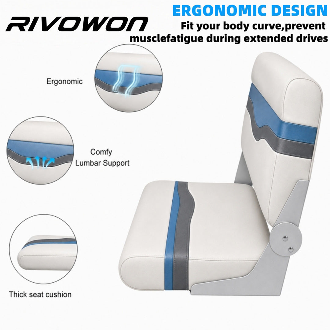 Marine Foldable Bench Boat Seat with Thick Foam Padding, 3 Colors