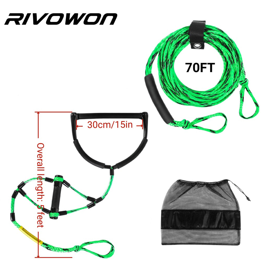 70FT Water Ski Tow Rope with EVA Handle and Mesh Storage Bag