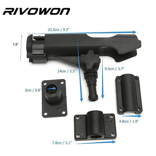 360° Adjustable Boat Fishing Rod Holder with 2 Mount Bases