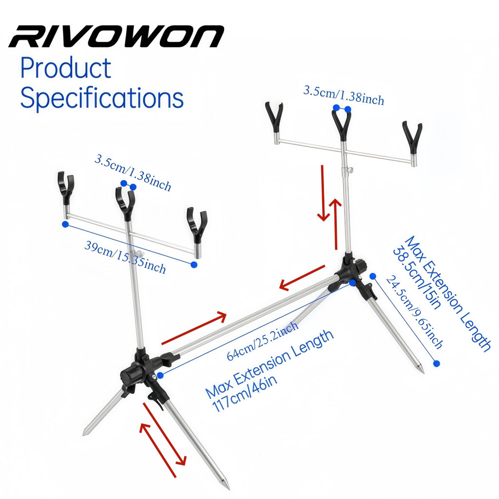 Adjustable Folding Aluminum Fishing Rod Pod