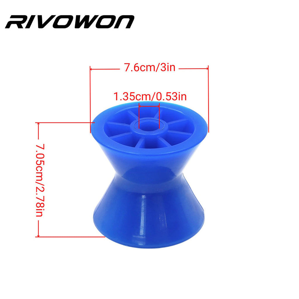 Boat Trailer Bow Roller, Double-Cone PE Keel Roller, 3in