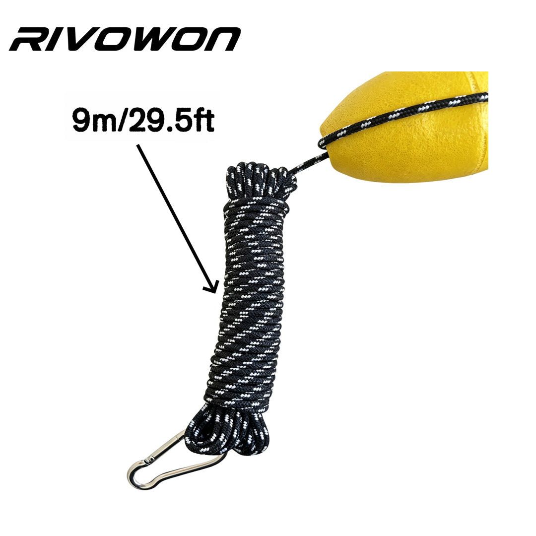 Marine Floating Mooring Rope with 2 EVA Buoys & Carabiners