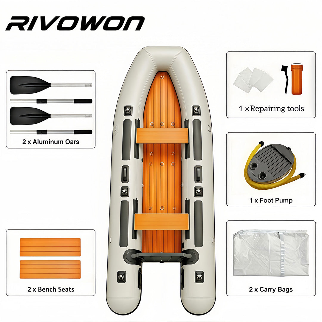 RIVOWON SD400 Inflatable Dinghy  Air Floor with EVA Decking