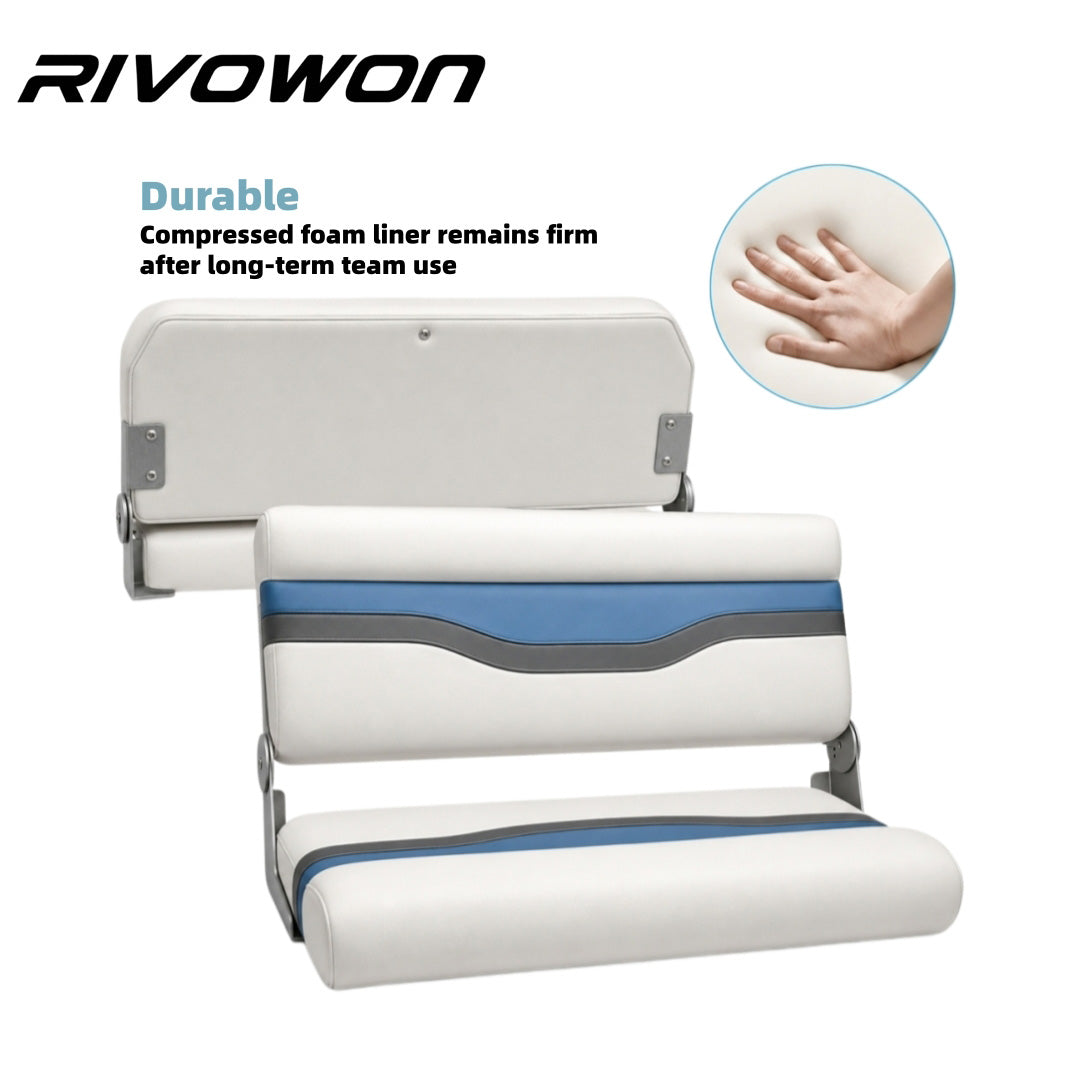 Marine Foldable Bench Boat Seat with Thick Foam Padding, 3 Colors
