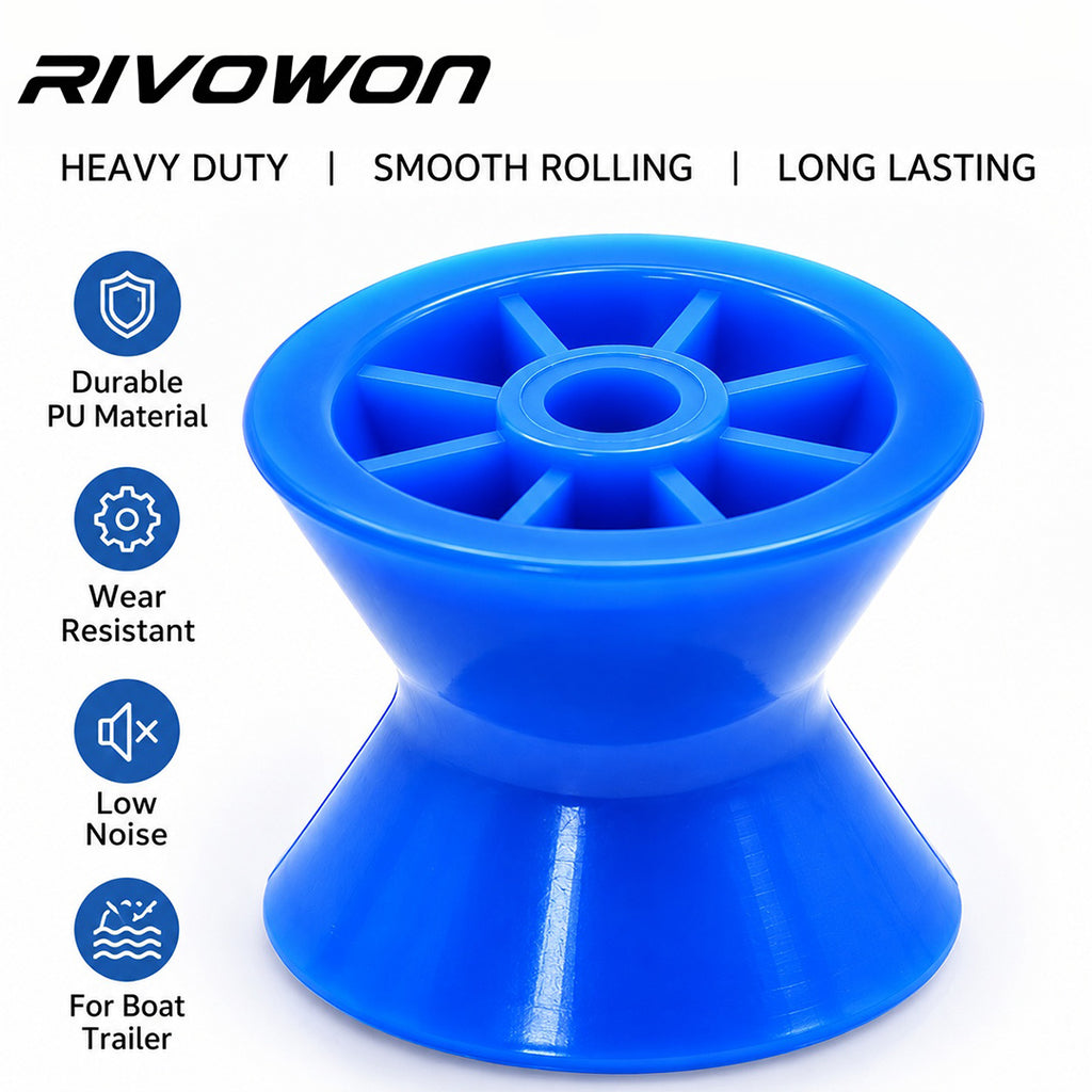 Boat Trailer Bow Roller, Double-Cone PE Keel Roller, 3in