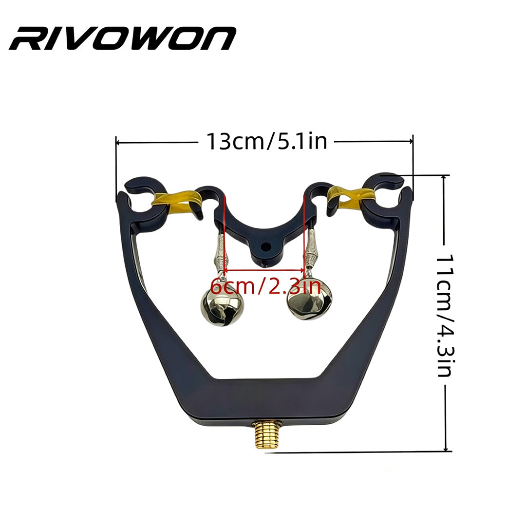Carp Fishing Rod Rest with Dual Bite Alarm Bells and M8 Thread
