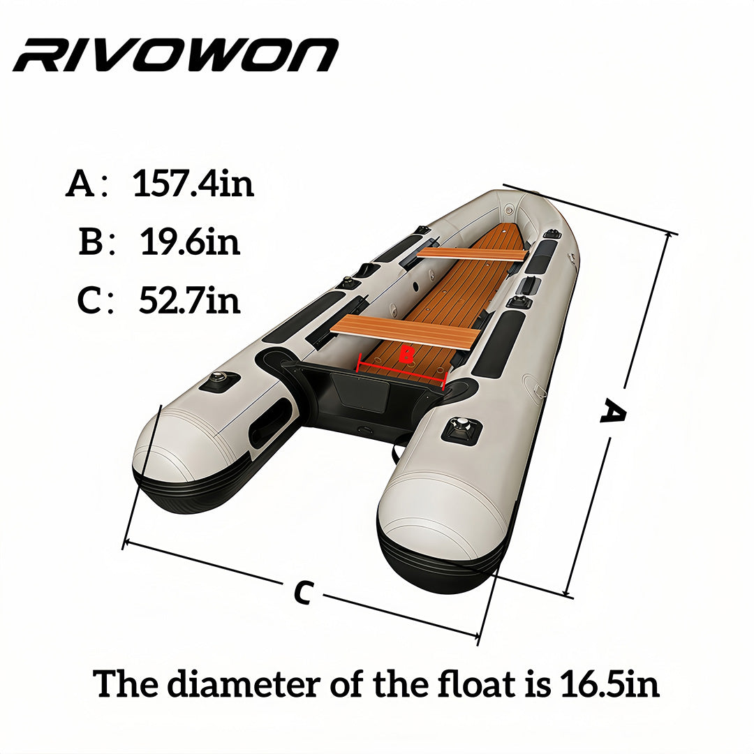 RIVOWON SD400 Inflatable Dinghy  Air Floor with EVA Decking
