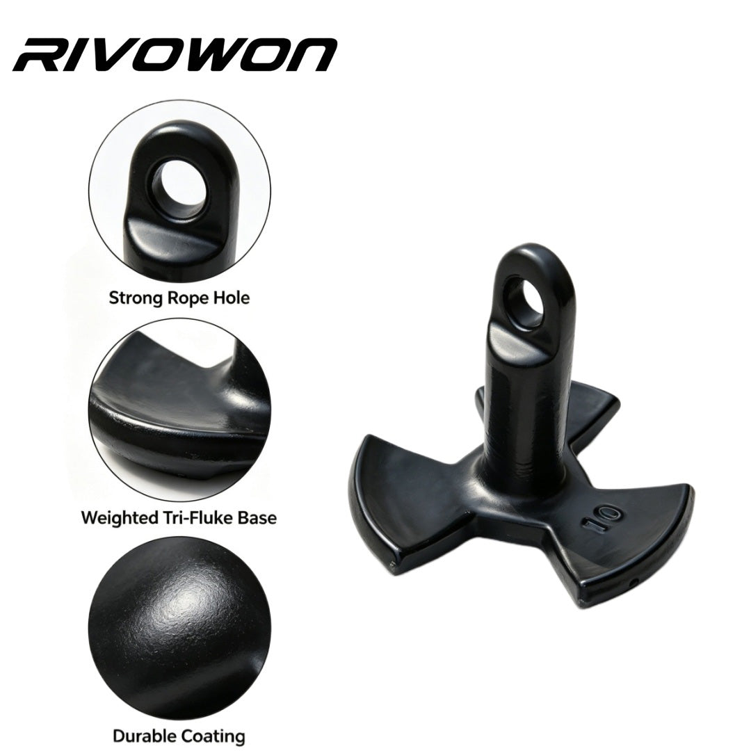 4.5KG/10LB Cast Iron Tri-Fluke Boat Anchor