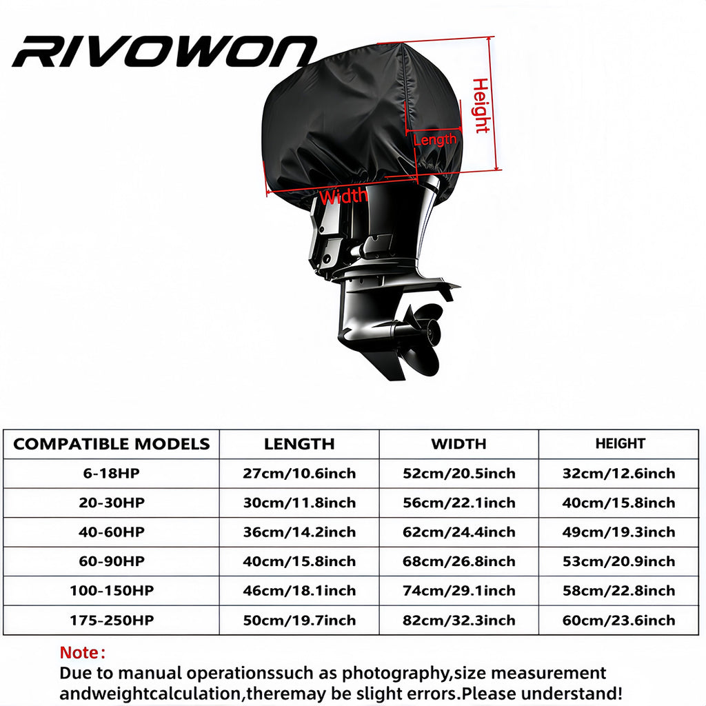 Waterproof Outboard Motor Cover for 6-18HP Engines, 600D Oxford
