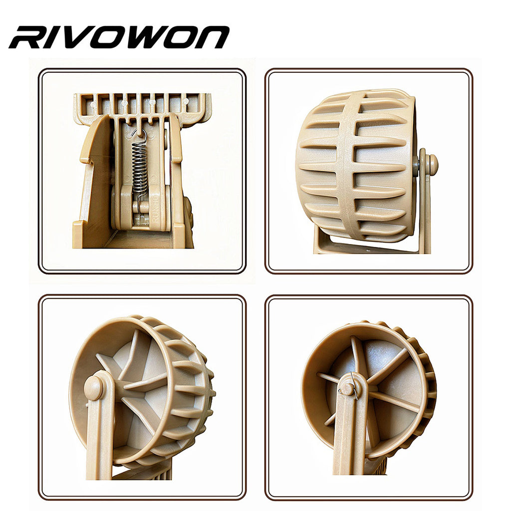 A pair of brown heavy-duty fixed stern pulleys