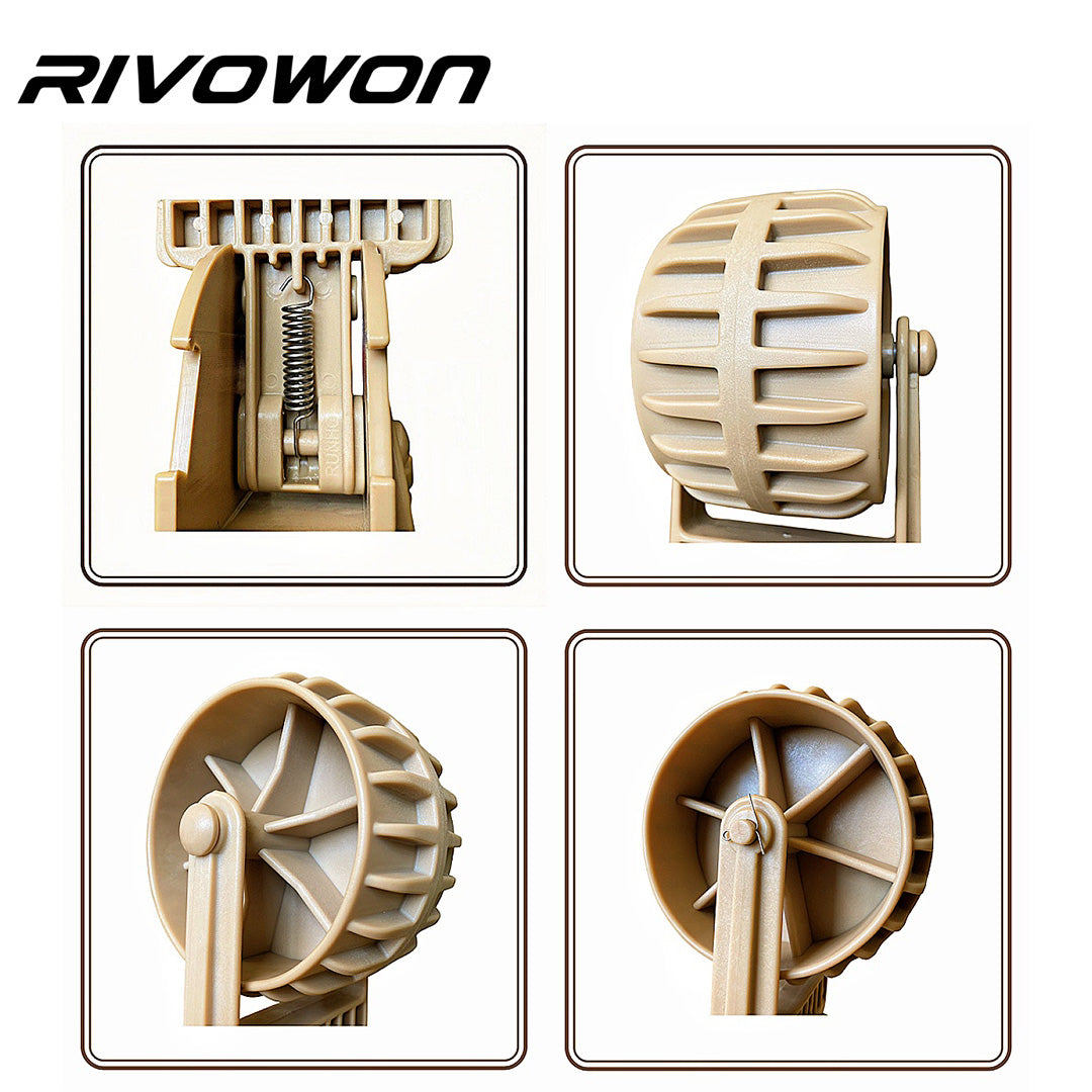 A pair of brown heavy-duty fixed stern pulleys