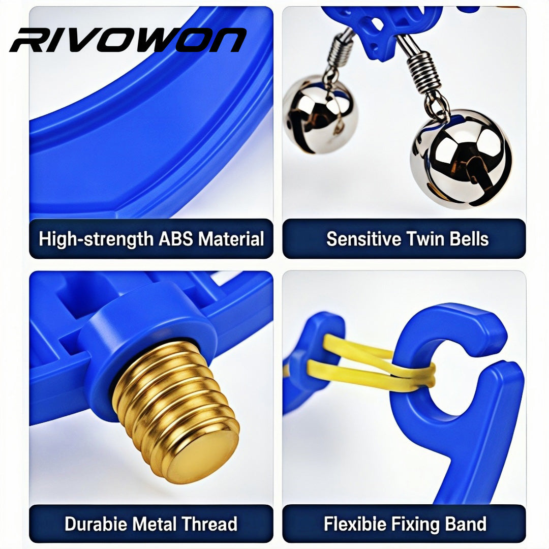 RIVOWON Carp Fishing Rod Rest with Dual Alarm Bells – U-Shape Rod Holder with Elastic Lock & M8 Thread