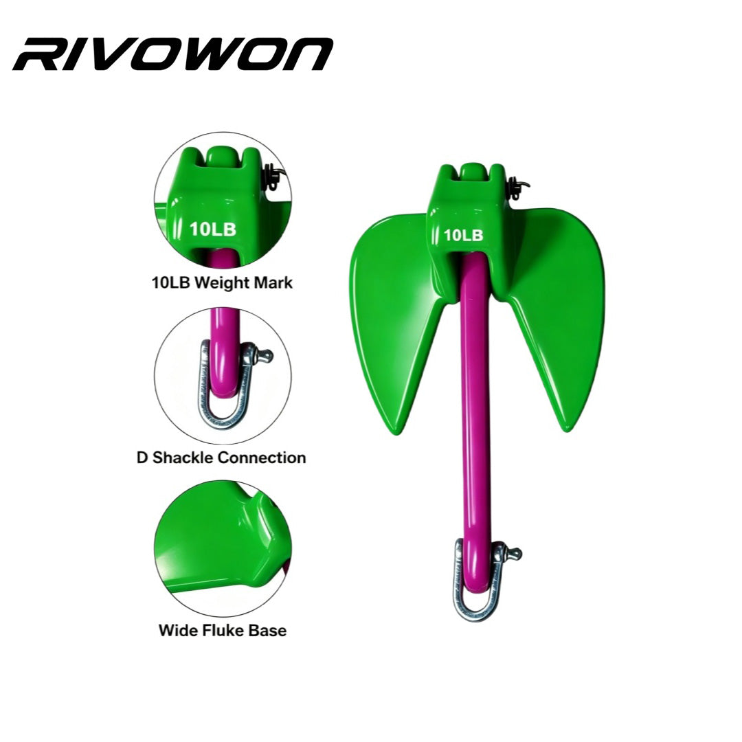 4.5KG/10LB Foldable Fluke Boat Anchor with Galvanized D Shackle