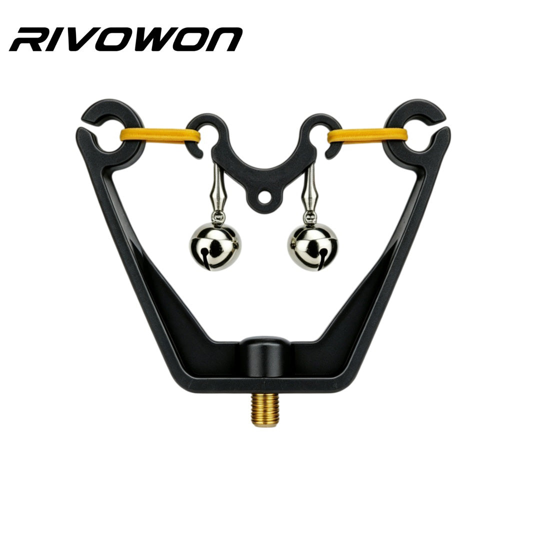 Carp Fishing Rod Rest with Dual Bite Alarm Bells and M8 Thread