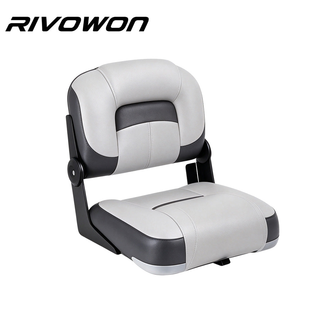 Low Back Foldable Marine Boat Seat with Thick Foam Padding, 4 Color Options