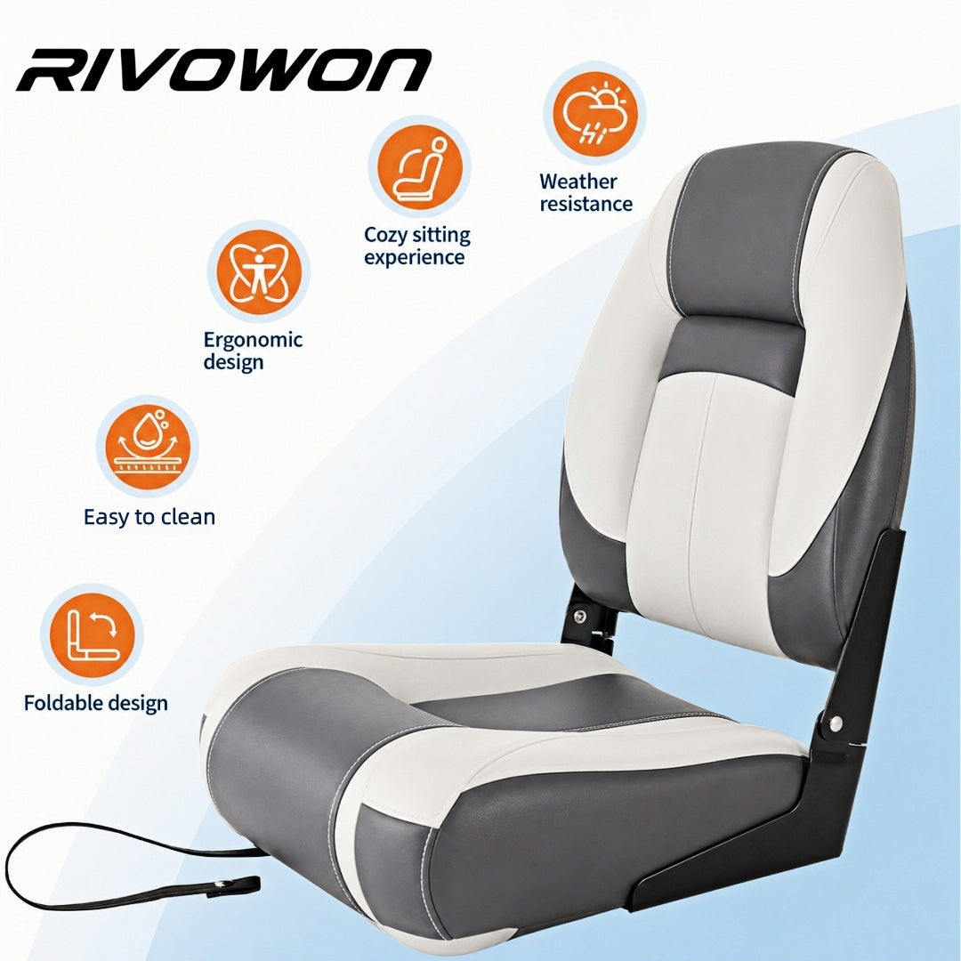 Six Colors High Back Foldable Marine Boat Seat with Thick Foam Padding