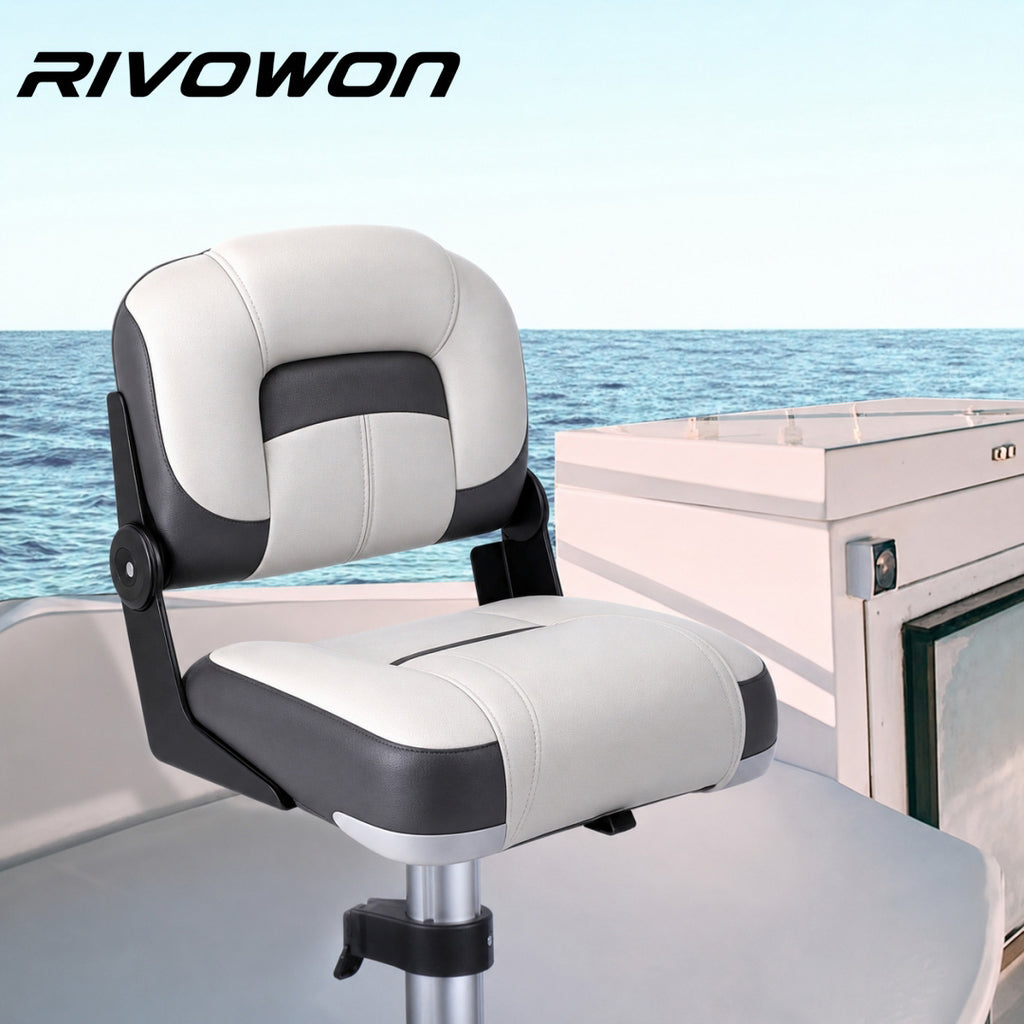 Low Back Foldable Marine Boat Seat with Thick Foam Padding, 4 Color Options