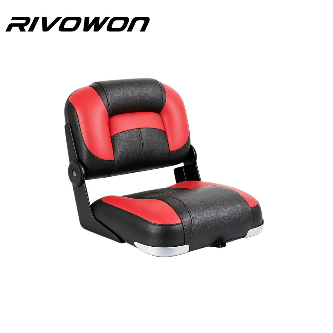 Low Back Foldable Marine Boat Seat with Thick Foam Padding, 4 Color Options