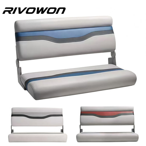RIVOWON 2-Person Foldable Marine Bench Boat Seat with thick foam cushion three color options white background