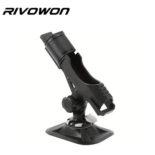RIVOWON 360° Inflatable Boat Fishing Rod Holder with Glue-On PVC Base, black adjustable rod mount